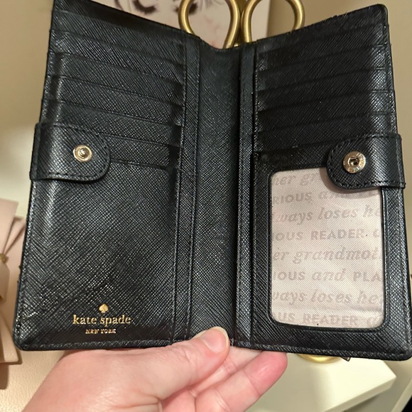 Kate Spade Stacy Cameron Street Jardin Slim Bifold Black Multi Floral Wallet EUC - Picture 8 of 13